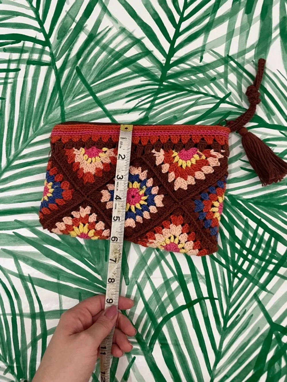 Macchia de Ruggine Handmade Crochet Tile Wristlet Clutch in Chocolate